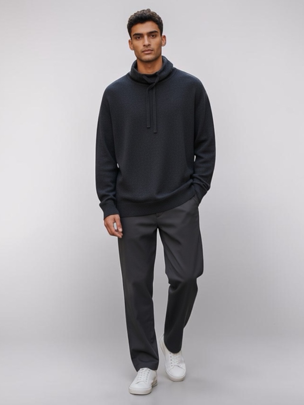 Banana Republic Men's blue Marano wool Funnel Neck Sweater